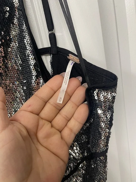 Free People Silver Sequin Backless Cami Top - Picture 3 of 4